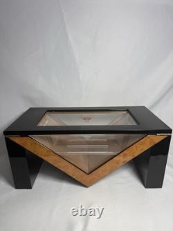 Montecristo Wood Glass Top Display Box Decorative Case Black Burl Finish