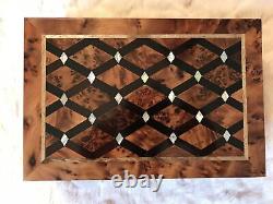 Moroccan large burl lockable wooden jewelry box organizer, Keepsake, engraved, box