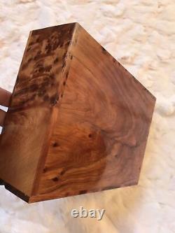 Moroccan large burl lockable wooden jewelry box organizer, Keepsake, engraved, box