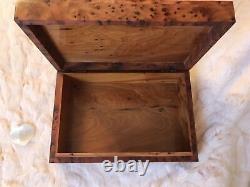 Moroccan large burl lockable wooden jewelry box organizer, Keepsake, engraved, box