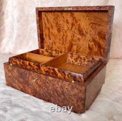 Moroccan lockable thuja burl wooden jewelry box holder with key, Decorative Box