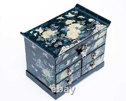 Mother of pearl Box Decorative seashell Antique Storage Vintage Jewelry case