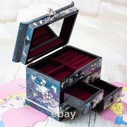 Mother of pearl Wooden Jewelry Box Vintage Blue Ring Organizer Lacquer Keepsake