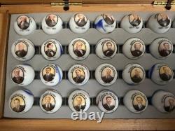 Mr. President Glass Marbles Set 43 pcs w Busts & Dates & Wood Display Case