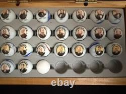 Mr. President Glass Marbles Set 43 pcs w Busts & Dates & Wood Display Case
