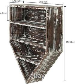 MyGift 14 Baseball Home Plate Shaped Wall Mounted Torched Wood Display Case