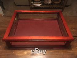 NEW COUNTER TOP DISPLAY CASE MAHOGANY DOVETAIL WOOD & GLASS 23 x 17 1/2 x 6