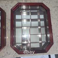 Netsuke Display Cabinets Mirror 12x16 Wood Box with Mirror