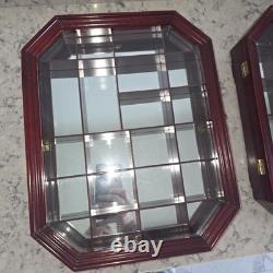 Netsuke Display Cabinets Mirror 12x16 Wood Box with Mirror