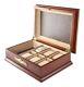 New Classic Wood Watch Display Box Case Valet Antique Walnut Finish With Lock
