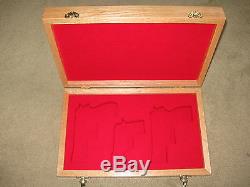 New Custom Wood Double Pistol Display Case For Colt 1911, Python, Saa, S&w