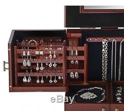 New Deluxe Cosmetic Organizer Makeup Wood Display Case Holder Stand Storage Box