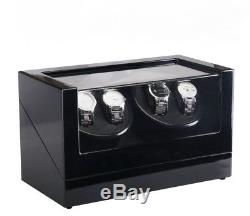 New Double Automatic Rotation 4 Watch Winder Case Wood Display Box Motor Pro
