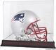 New England Patriots Super Bowl Li Champs Mahogany Helmet Logo Display Case