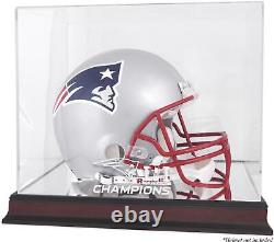 New England Patriots Super Bowl LI Champs Mahogany Helmet Logo Display Case