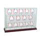 New Glass Upright 14 Baseball Display Case Uv Protection Cherry Wood And Mirror