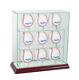 New Glass Upright 9 Baseball Display Case Uv Protection Cherry Wood And Mirror