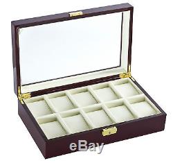 New High Quality Diplomat Cherry Wood 10 Watch Storage Box / Display Case