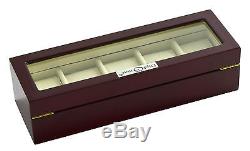 New High Quality Diplomat Cherry Wood 5 Watch Storage Box / Display Case
