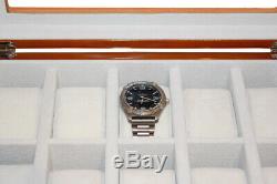 New Lockable 10 Wrist Watch Storage Box Burl Wood Gloss Display Case Large Wrist