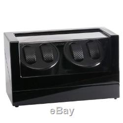 New NEW Double Automatic Rotation 4 Watch Winder Case Wood Box Display Motor^\