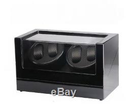 New Pro Double Automatic Rotation 4 Watch Winder Case Wood Display Box Motor