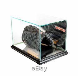 New Real Glass Baseball Glove Display Case With Black Wood And Mirror Back