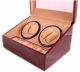 New Red Wood Double Quad (4) + 6 Automatic Watch Winder Storage Display Box/case