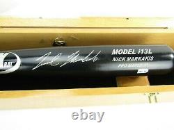 Nick Markakis Autographed Baseball Bat with Solid Wood Display Case and Papers