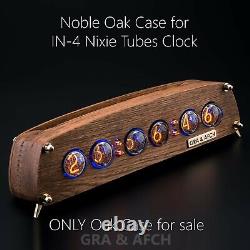 Nixie Tubes Clock IN-4 Case Oak Case Format 12/24H Temp F/C Slot Machine