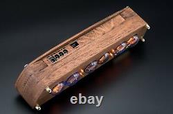 Nixie Tubes Clock IN-4 Case Oak Case Format 12/24H Temp F/C Slot Machine