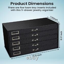 Novel Box 5 Drawer Jewelry Hobby Gem Organizer Display Case with Gem Jar Inserts