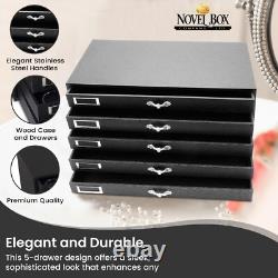 Novel Box 5 Drawer Jewelry Hobby Gem Organizer Display Case with Gem Jar Inserts