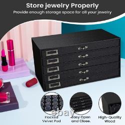 Novel Box 5 Drawer Jewelry Hobby Gem Organizer Display Case with Gem Jar Inserts