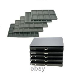 Novel Box 5 Drawer Jewelry Hobby Organizer Display Case withGrey Flocked Compart
