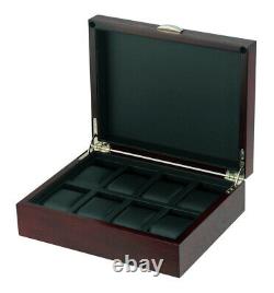 Oak 8 Wrist Watch Storage Box Wood Display Case Large Faux Leather Pillows