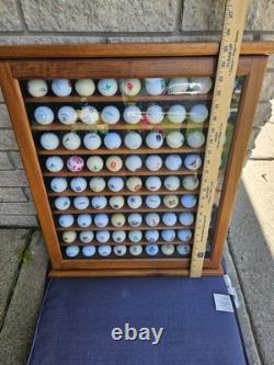 Oak Wood Golf Ball Display Case W / 81 Golf Balls 21 1/2 L x 25 1/2 High x 2 1/2