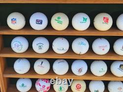 Oak Wood Golf Ball Display Case W / 81 Golf Balls 21 1/2 L x 25 1/2 High x 2 1/2