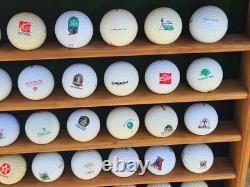 Oak Wood Golf Ball Display Case W / 81 Golf Balls 21 1/2 L x 25 1/2 High x 2 1/2