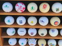 Oak Wood Golf Ball Display Case W / 81 Golf Balls 21 1/2 L x 25 1/2 High x 2 1/2