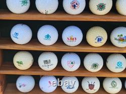Oak Wood Golf Ball Display Case W / 81 Golf Balls 21 1/2 L x 25 1/2 High x 2 1/2