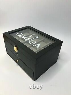 Omega Luxury Satin Black Watch Display Box / Case Holds 20 watches