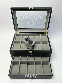 Omega Luxury Satin Black Watch Display Box / Case Holds 20 watches