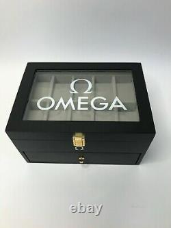 Omega Luxury Satin Black Watch Display Box / Case Holds 20 watches