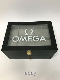 Omega Luxury Satin Black Watch Display Box / Case Holds 20 watches