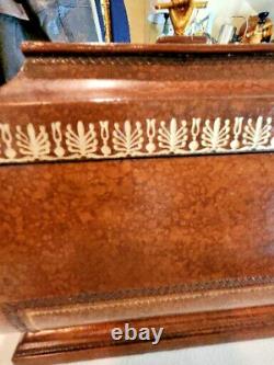 Ornate Jewlery Trinket Sewing Personals Box Chest Display Case Wood Lidded And