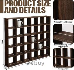 Oversize Coffee Mug Display Rack Wooden Shelves Rustic Shot Glass Display Case T