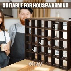 Oversize Coffee Mug Display Rack Wooden Shelves Rustic Shot Glass Display Case T
