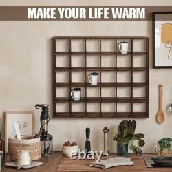 Oversize Coffee Mug Display Rack Wooden Shelves Rustic Shot Glass Display Case T