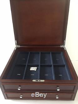 PCS Stamps & Coins Dated 16 Slot Locking Flip Top Wood Display Case, Empty